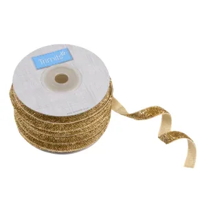 10mm Glitter Velvet Ribbon - Gold