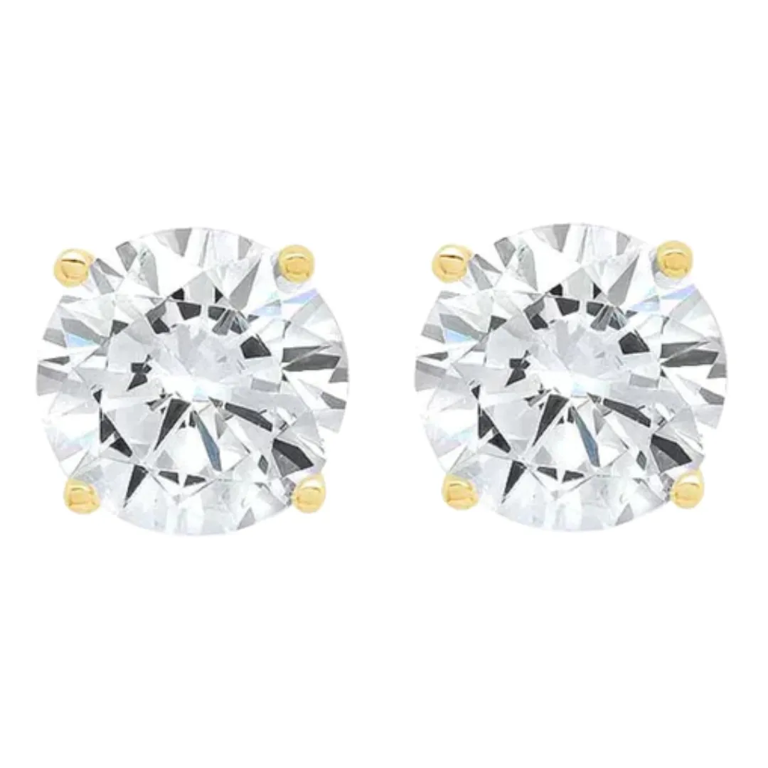 14k Yellow And Rose Gold 1/2 Carat Solitaire Created Diamond 2 Pair Round Stud Earrings