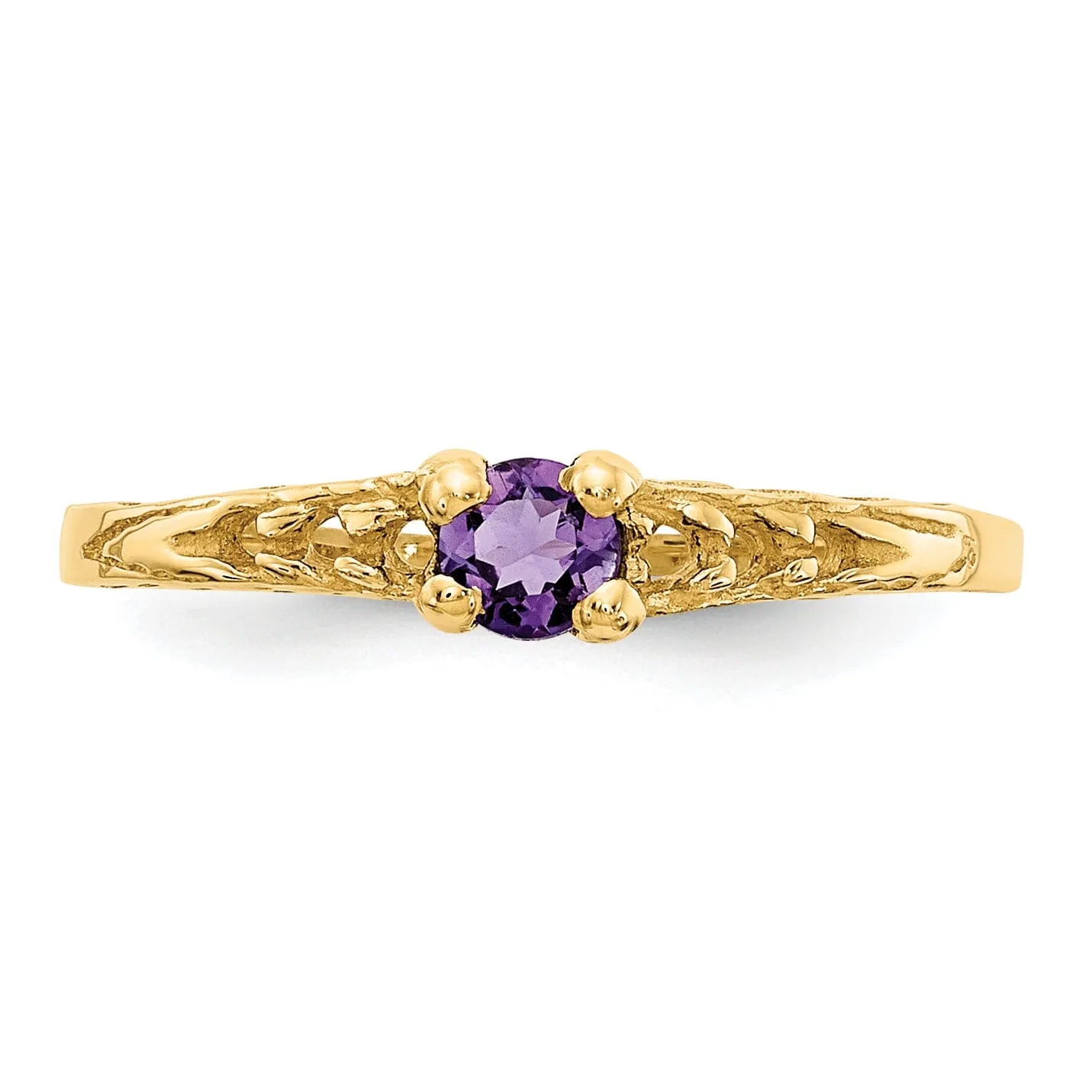 14k Yellow Gold Amethyst Birthstone Baby Ring