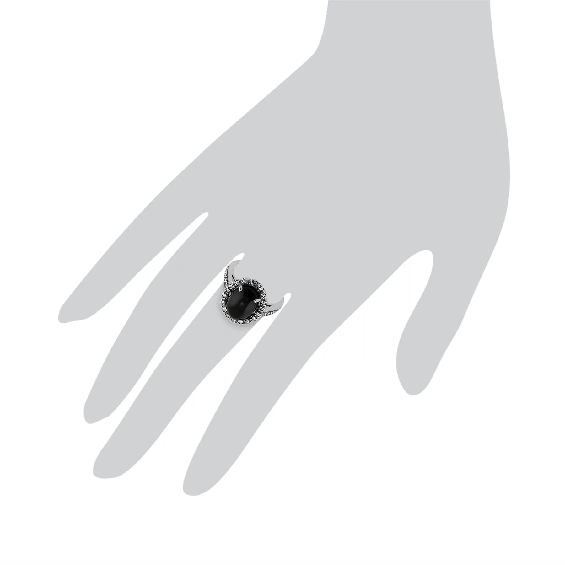 925er Silber Kunst Deko Onyx & Markasit Ring