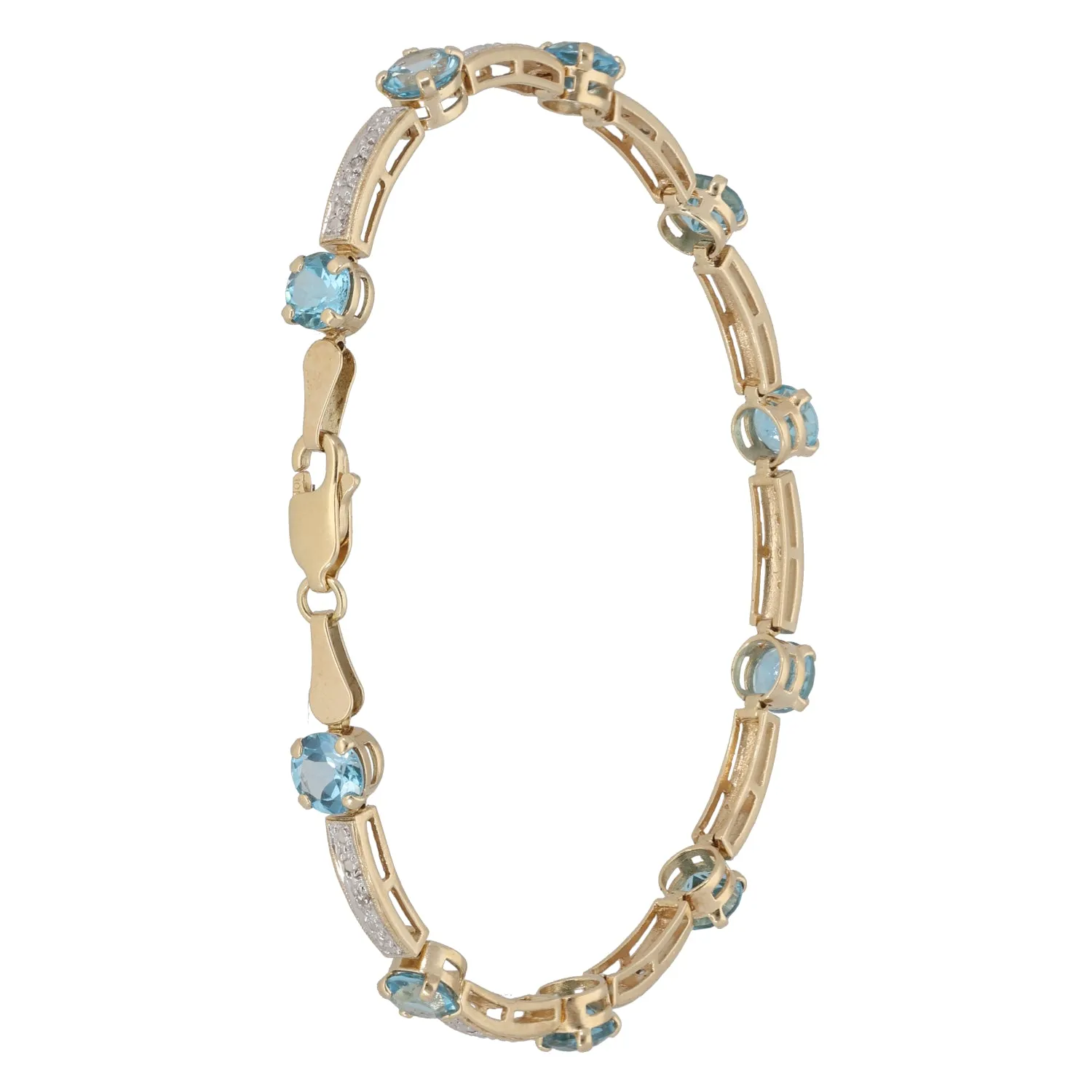9ct Bi-Colour Gold Topaz & 0.045ct Diamond Fancy Bracelet