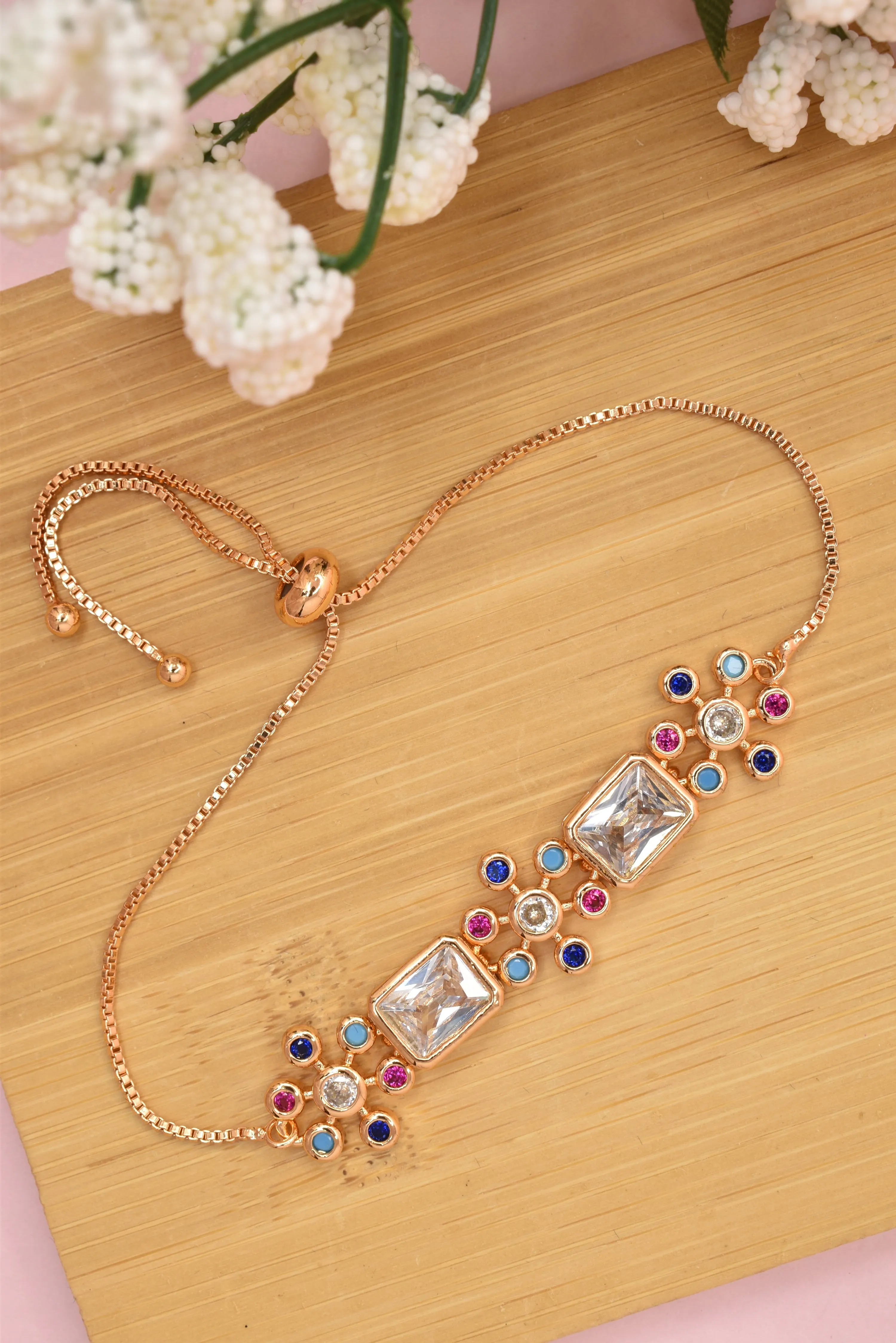 Adjustable Rose Gold CZ: Sparkling Versatile Bracelet