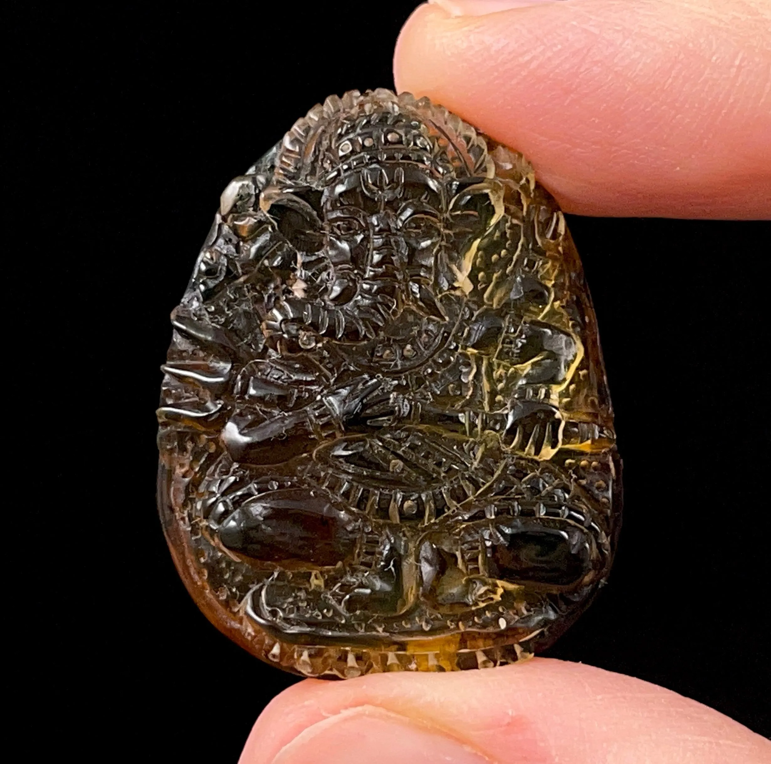 AMBER Crystal Ganesha - Crystal Carving, Housewarming Gift, Home Decor, Healing Crystals and Stones, 52677