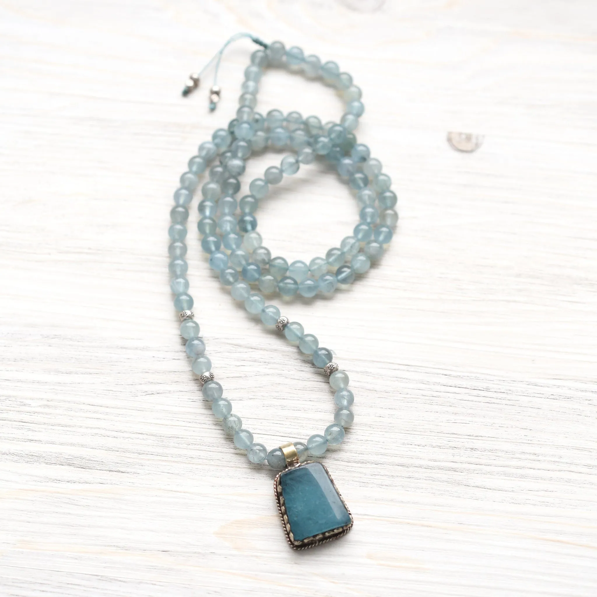 Aquamarine Serenity Mala & Bracelet Set