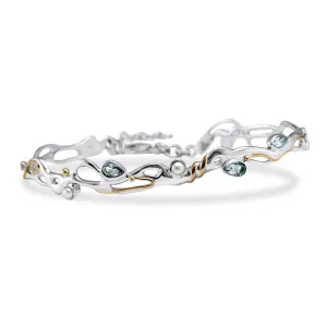 Banyan Ebb and Flow Blue Topaz and Pearl Hinged Bracelet