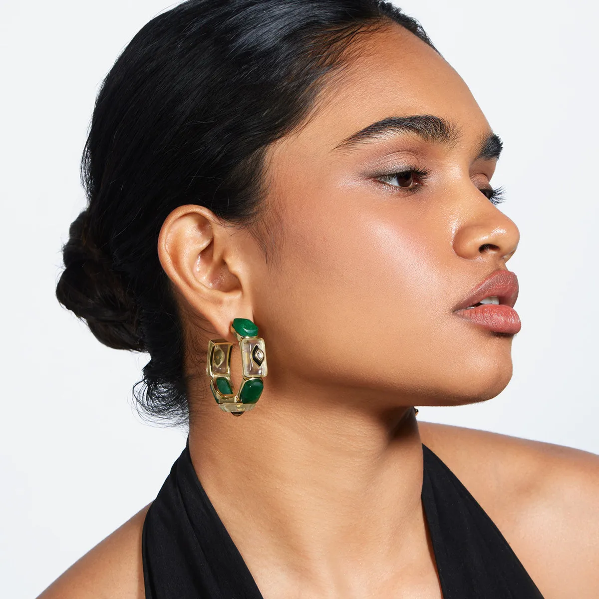 Begum Haute Evergreen Two Tone Hoops