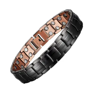 Black Plated Copper Double Row Magnetic Bracelet