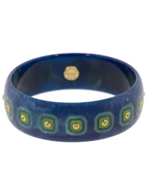 Blue and Green White Topaz Bakelite Bangle