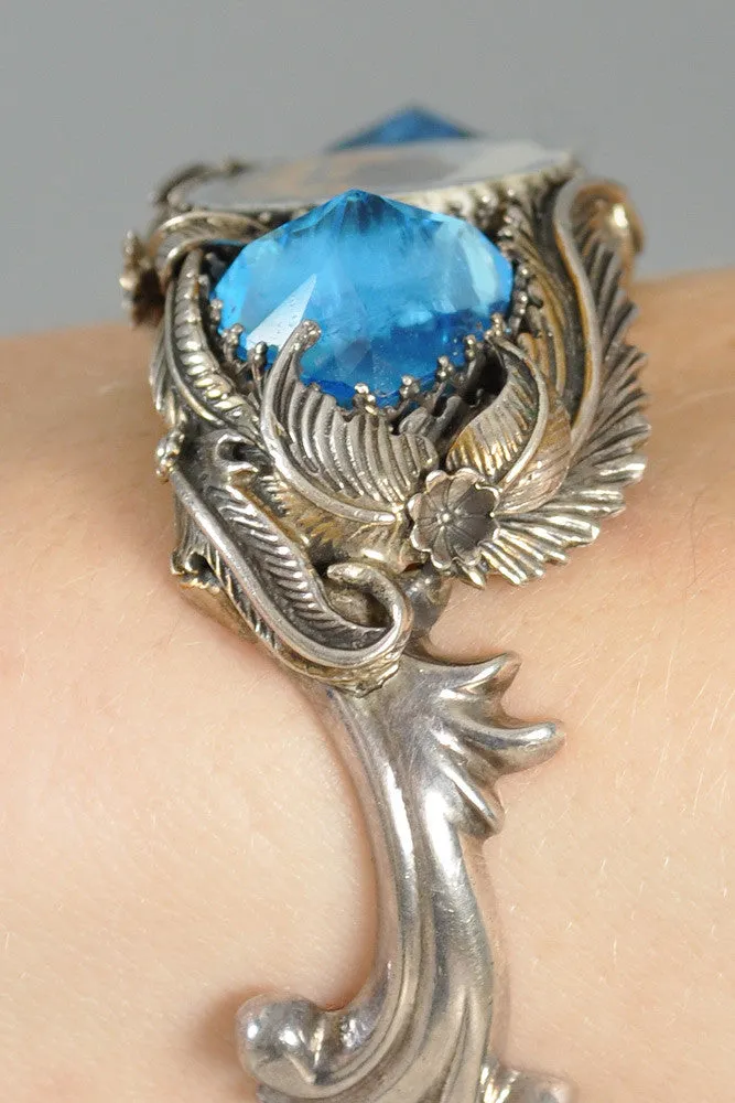Bob Stringer Sterling Silver   Topaz Buffalo Cuff