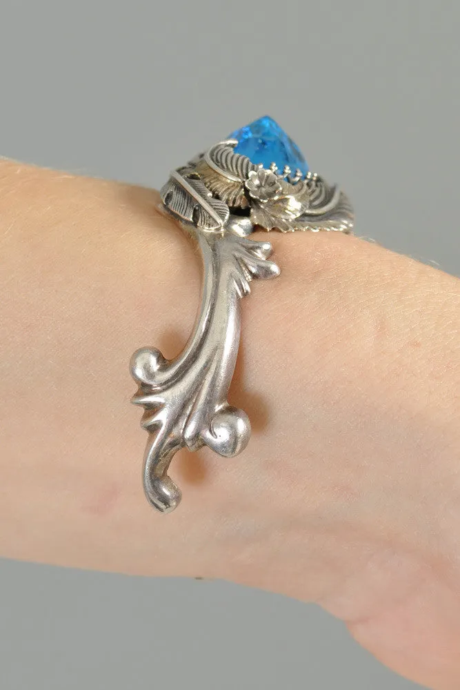 Bob Stringer Sterling Silver   Topaz Buffalo Cuff