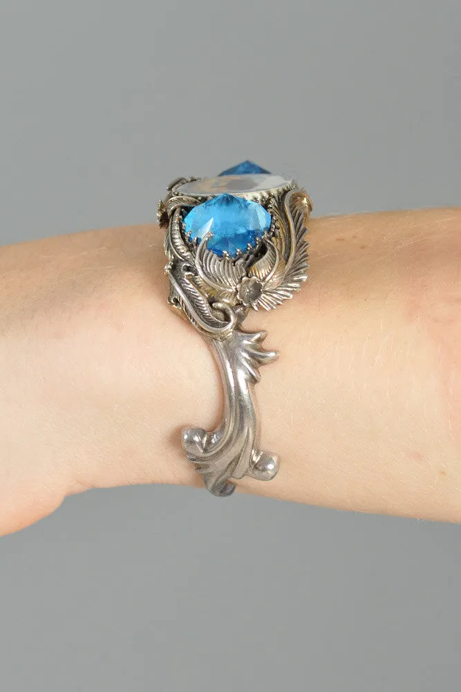 Bob Stringer Sterling Silver   Topaz Buffalo Cuff