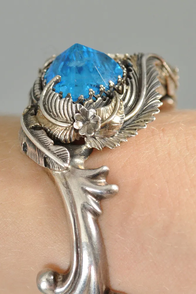 Bob Stringer Sterling Silver   Topaz Buffalo Cuff