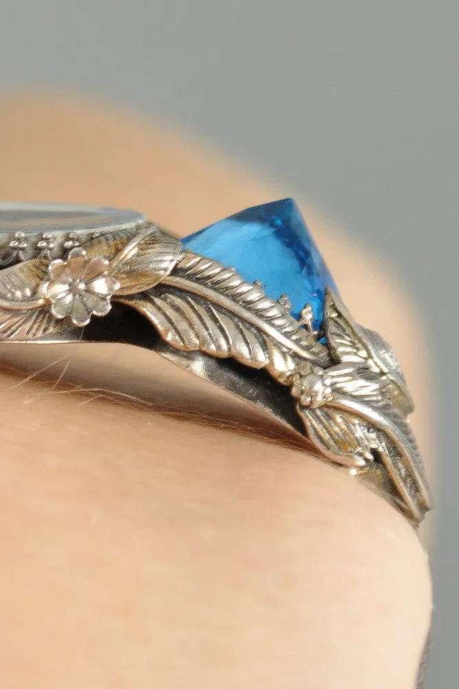 Bob Stringer Sterling Silver   Topaz Buffalo Cuff