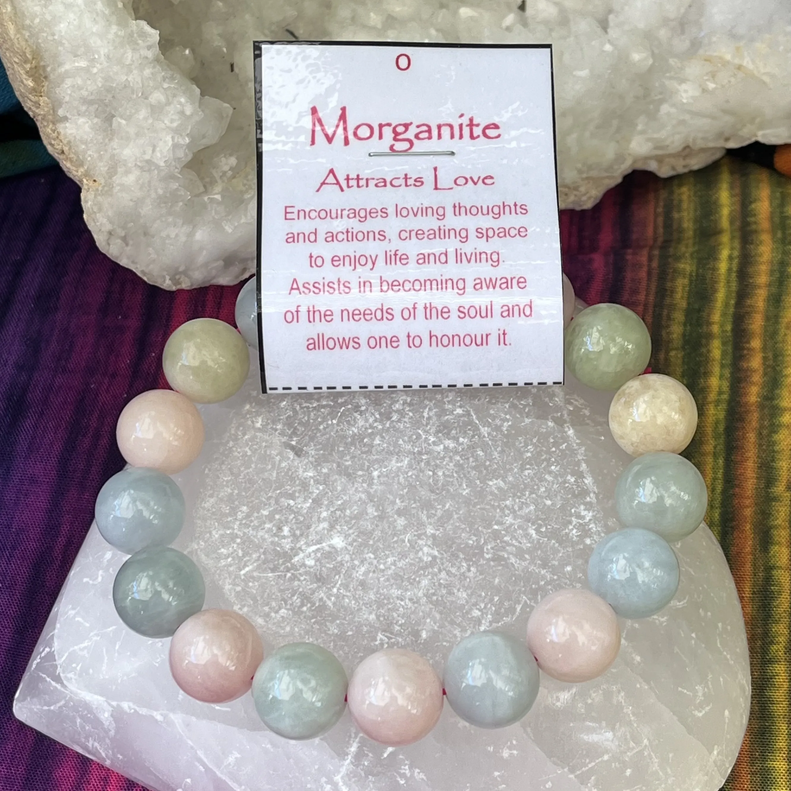 Bracelet Morganite Beryl Aquamarine 12mm Beads