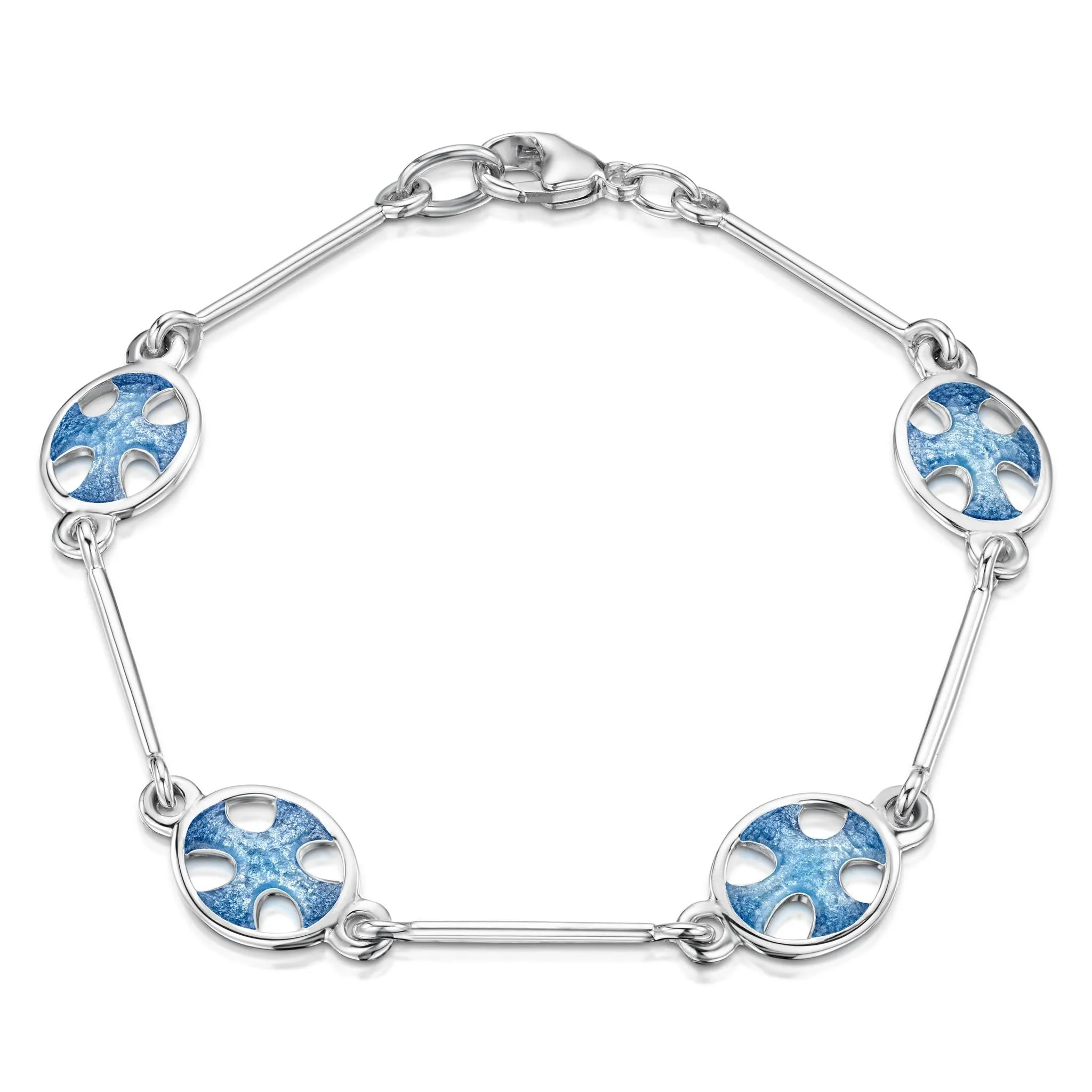 Cross of the Kirk Silver 4-link Bracelet in Cool Slate Enamel