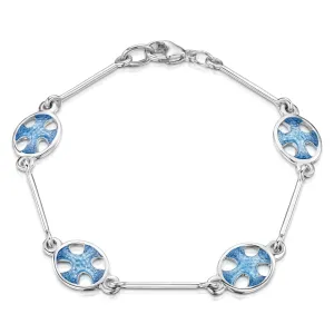 Cross of the Kirk Silver 4-link Bracelet in Cool Slate Enamel