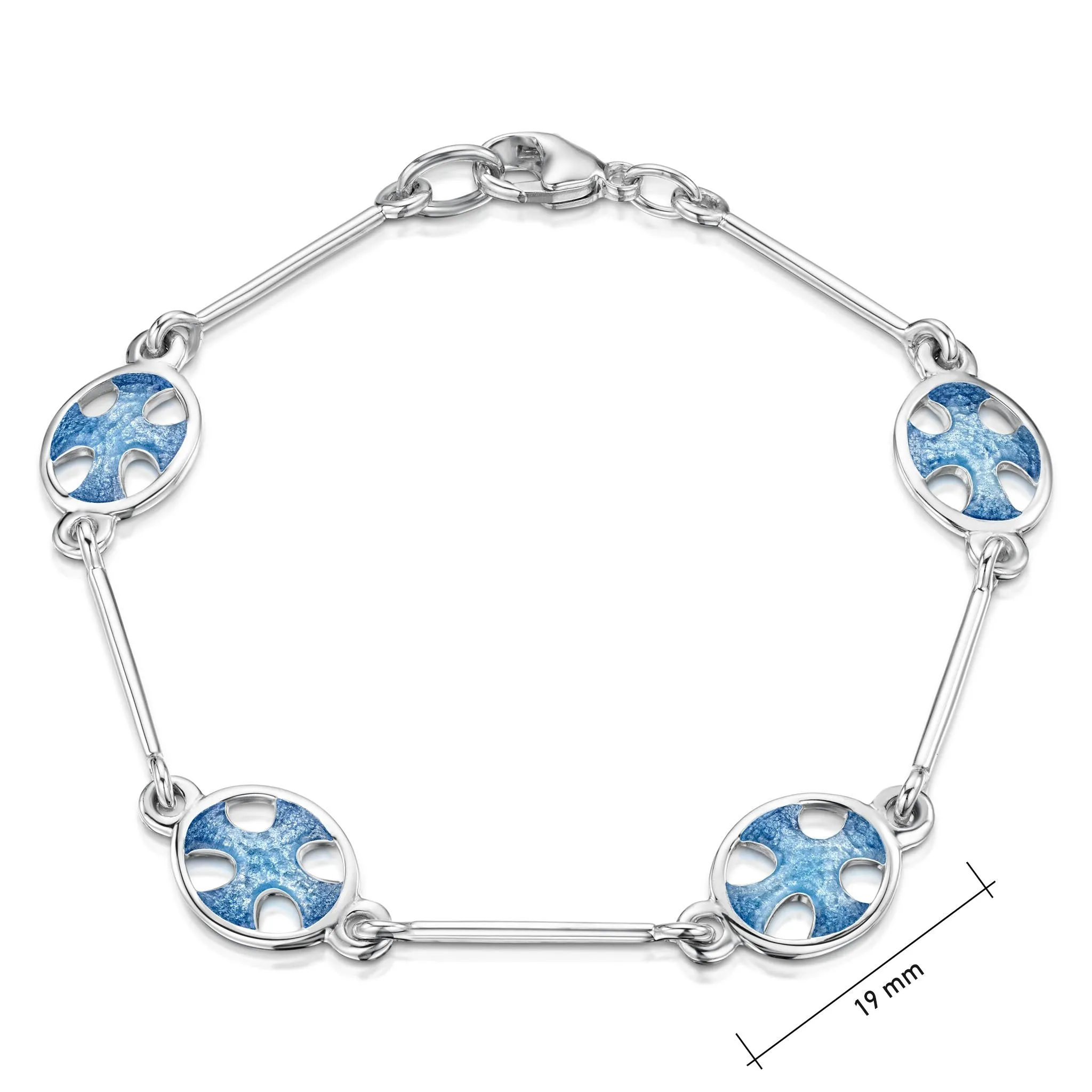 Cross of the Kirk Silver 4-link Bracelet in Cool Slate Enamel