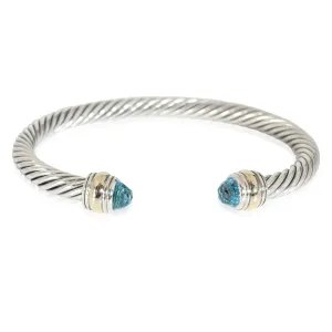 David Yurman Cable Classic Blue Topaz Bracelet, 14k Yellow Gold/Sterling Silver