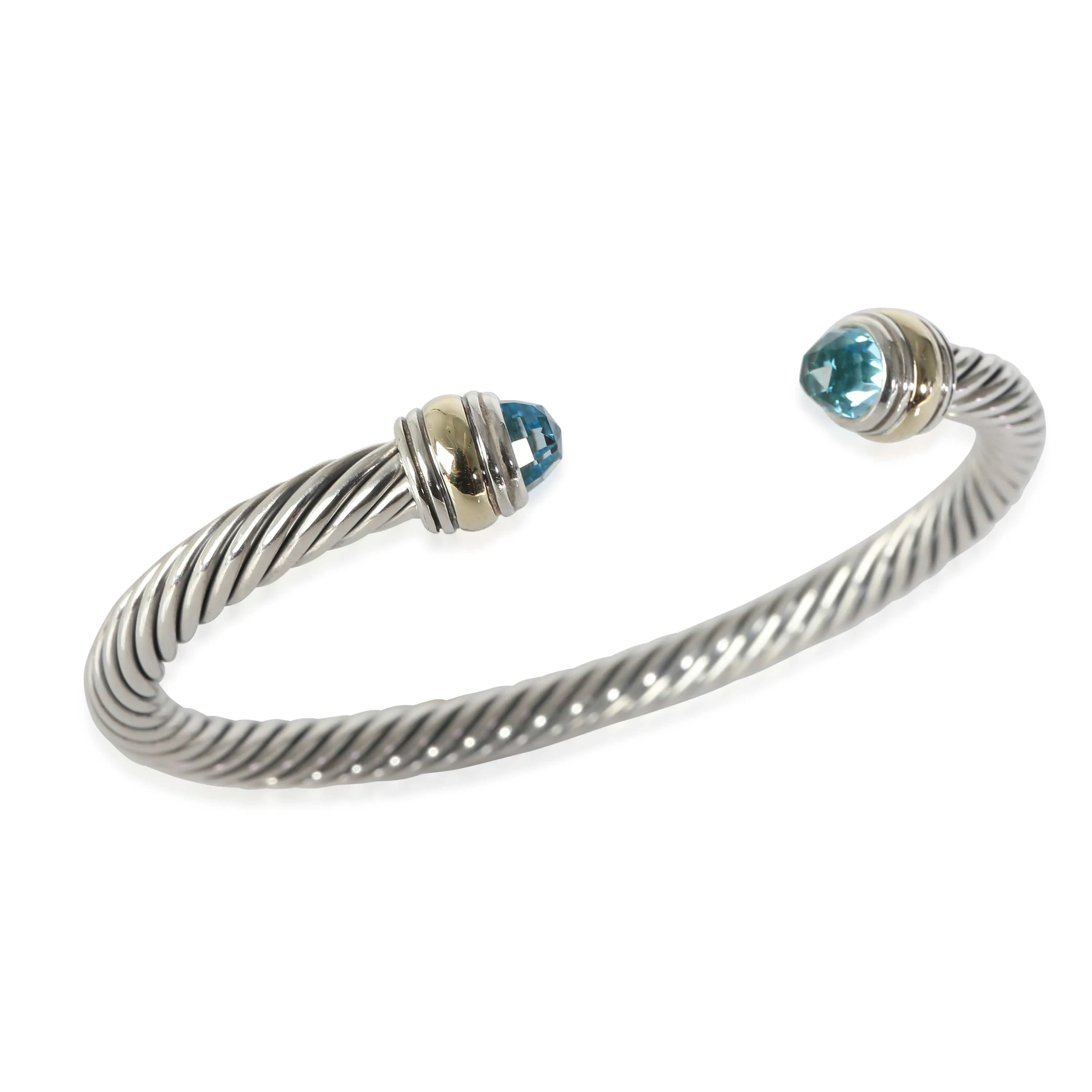 David Yurman Cable Classic Blue Topaz Bracelet, 14k Yellow Gold/Sterling Silver