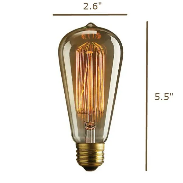 Edison Bulb - 60 Watt - 5.5 In. Length - Squirrel Cage Filament - Amber