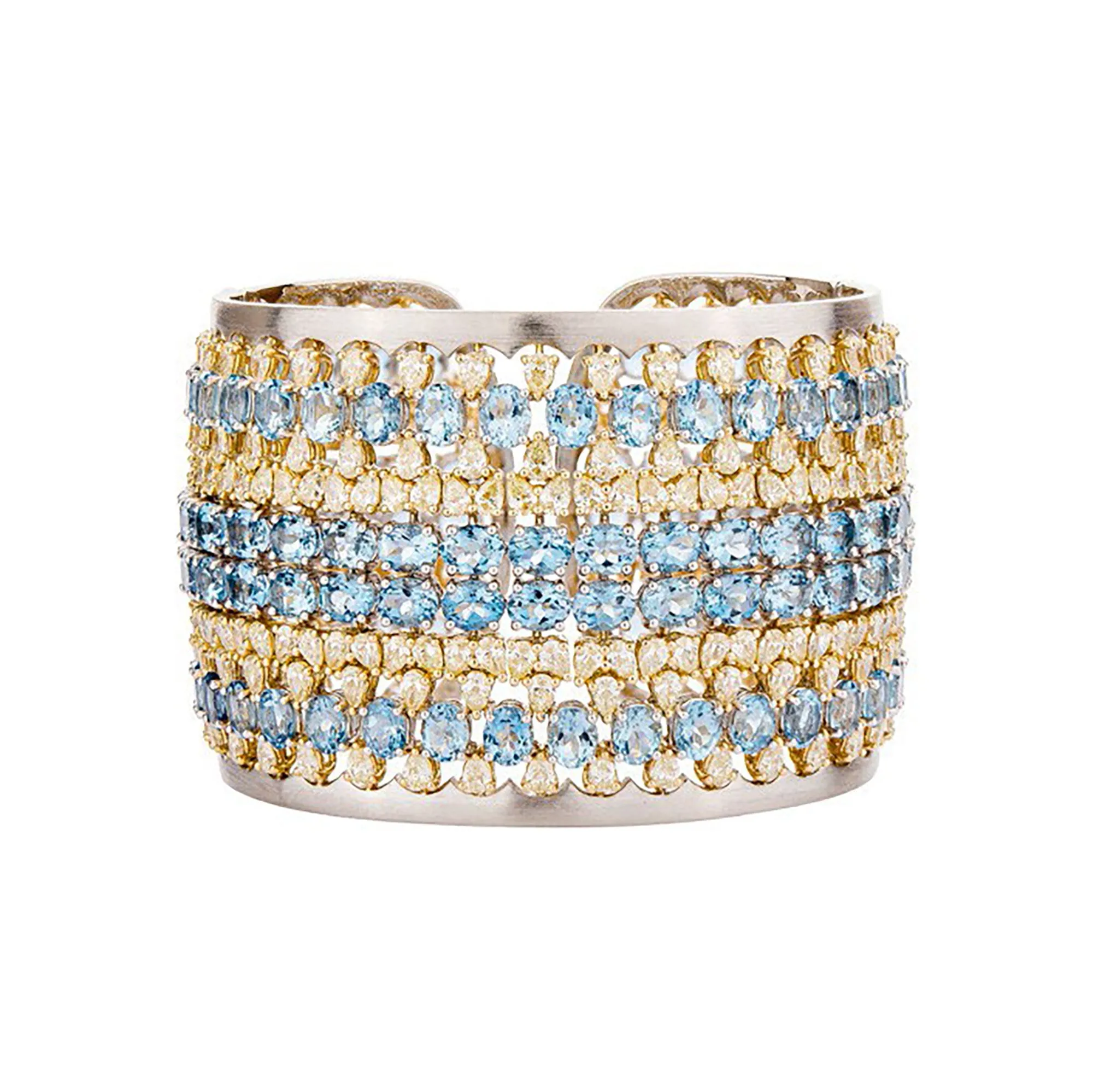 Etho Maria Aquamarine Yellow Diamond Layered Diem Bangle Bracelet