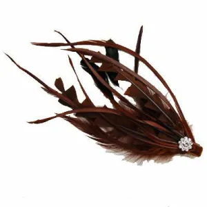 Feather & Rhinestone Brooch - Small