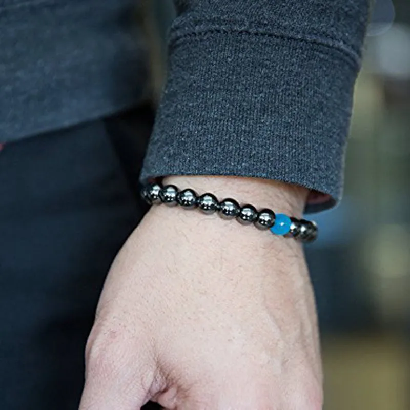 Focused Aquamarine Hematite Bracelet