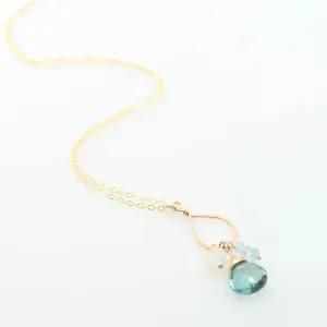Forged Teardrop, Aquamarine & Moonstone Gemstone Necklace