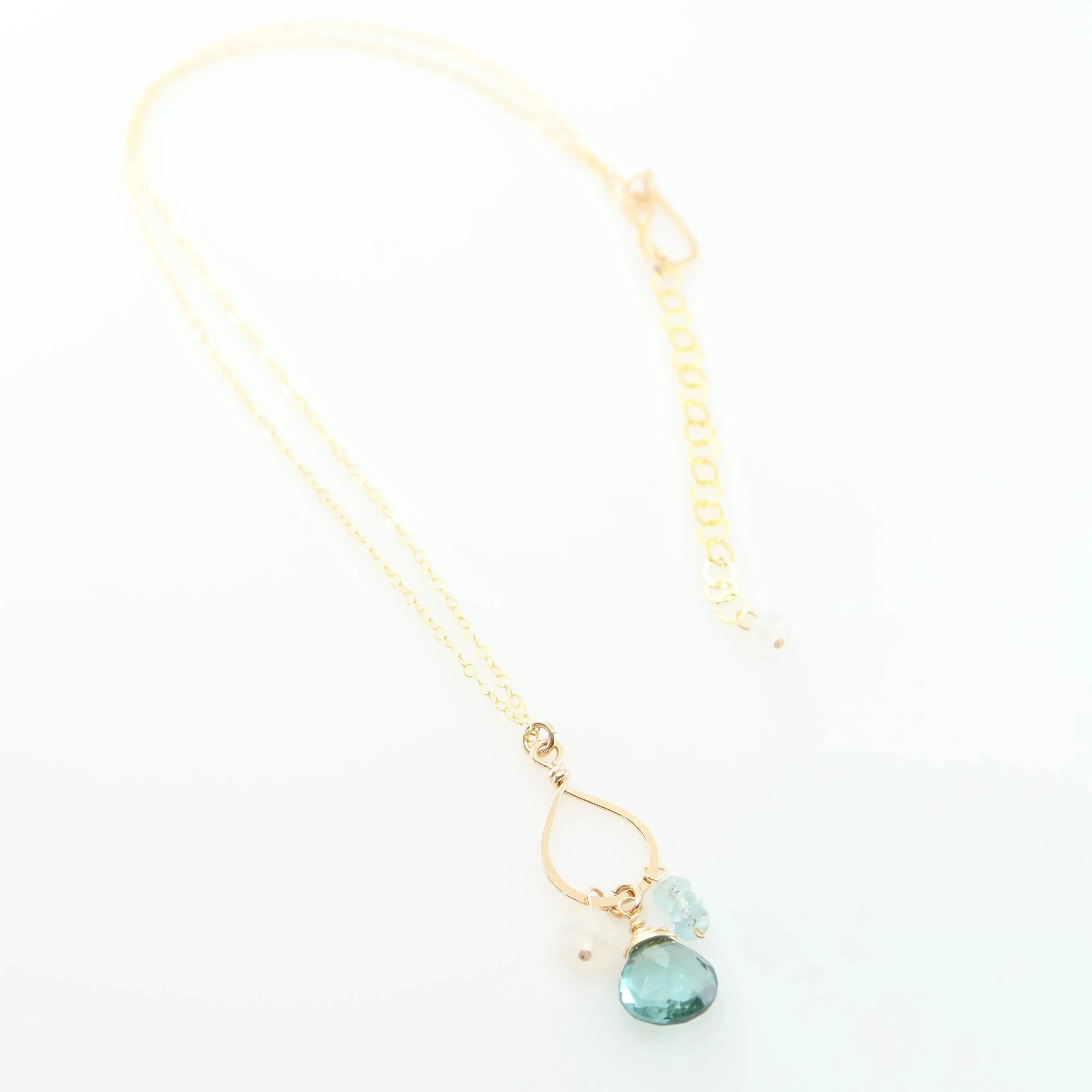 Forged Teardrop, Aquamarine & Moonstone Gemstone Necklace