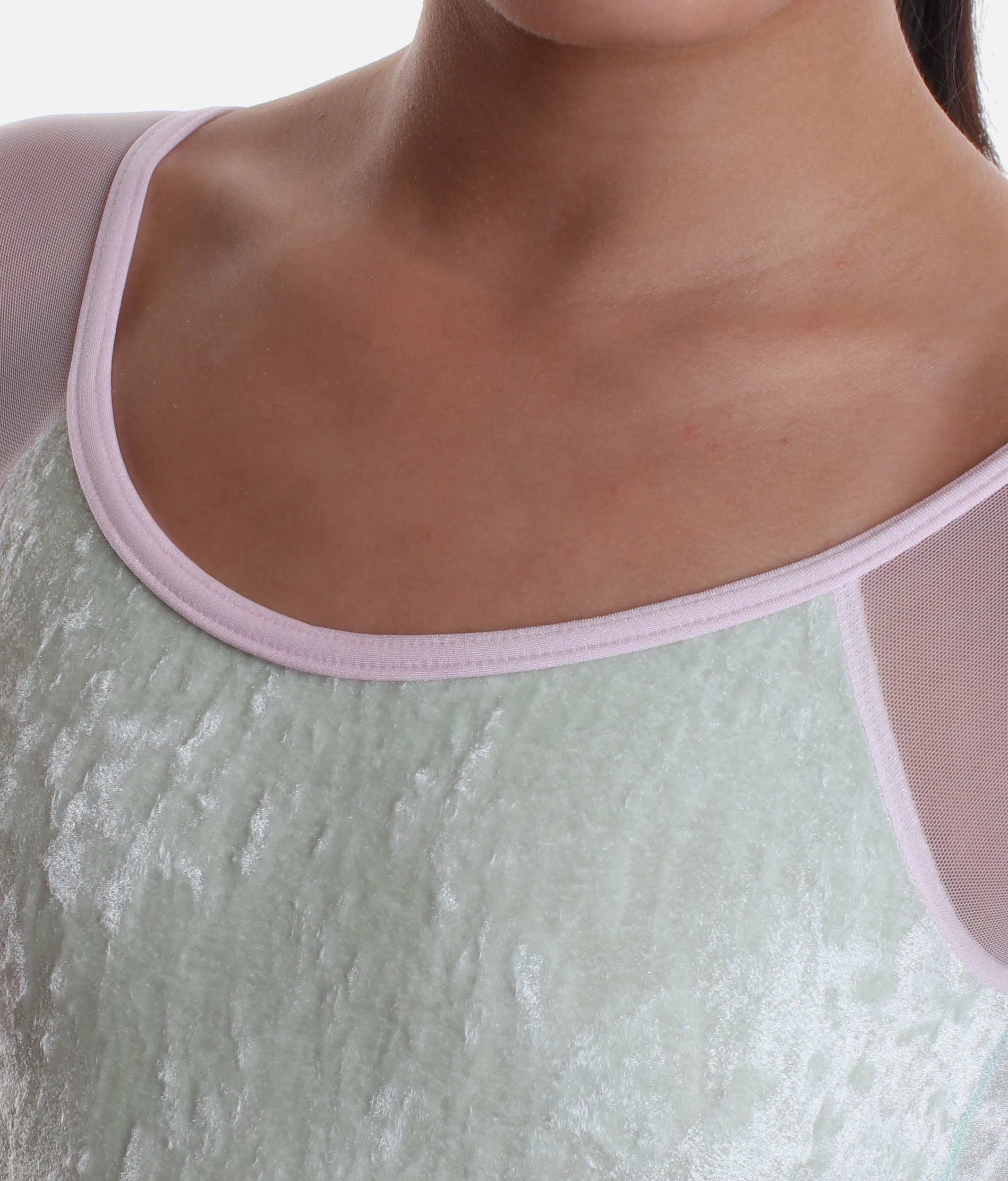 Girls Classic Scoop Neck Ballet Leotard – Luxurious Pistachio Velvet - WENDY