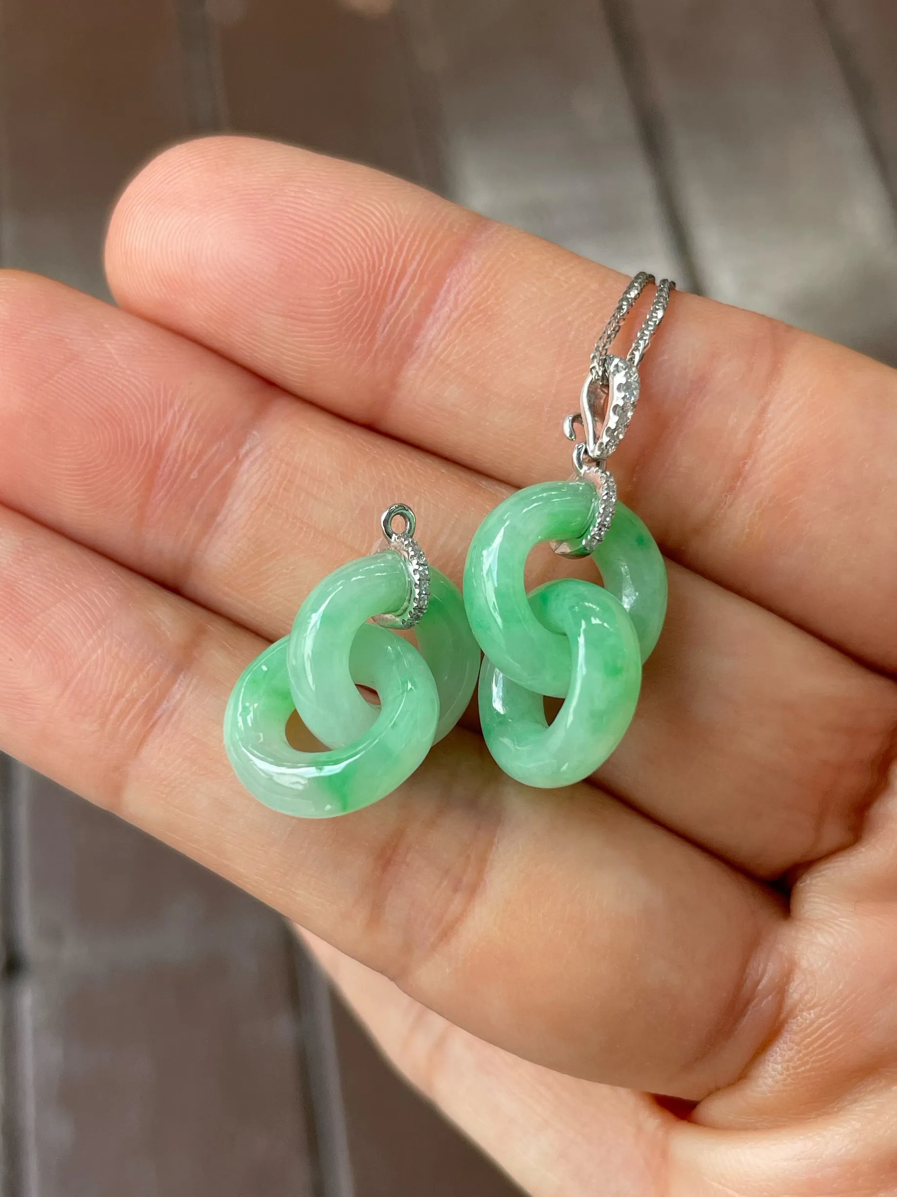 Green Jadeite Earrings - Double Hoop (NJE152)