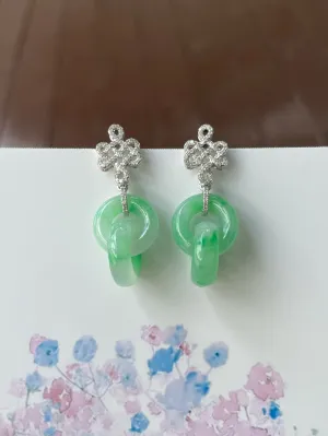 Green Jadeite Earrings - Double Hoop (NJE152)