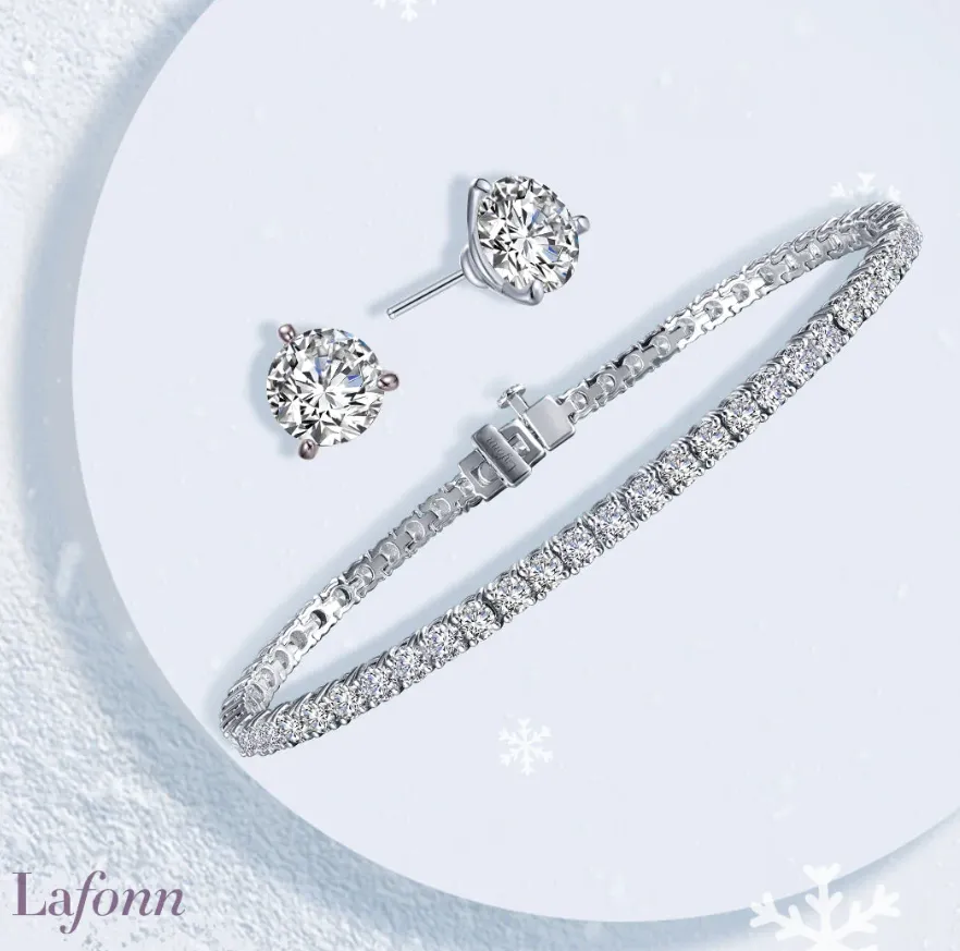 Holiday Special Collection Tennis Bracelet Solitaire Earrings Set