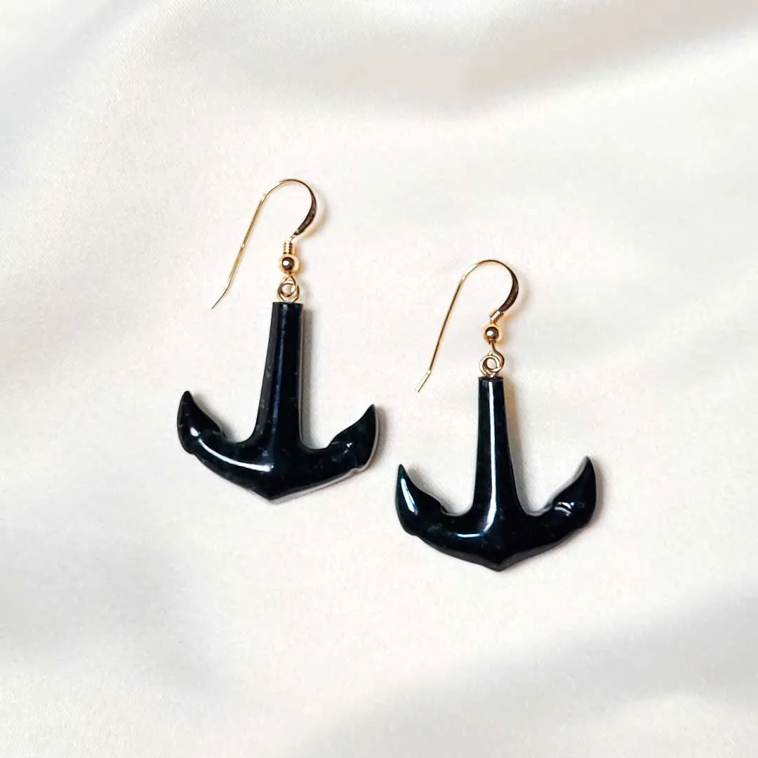 Jade Anchor Earrings