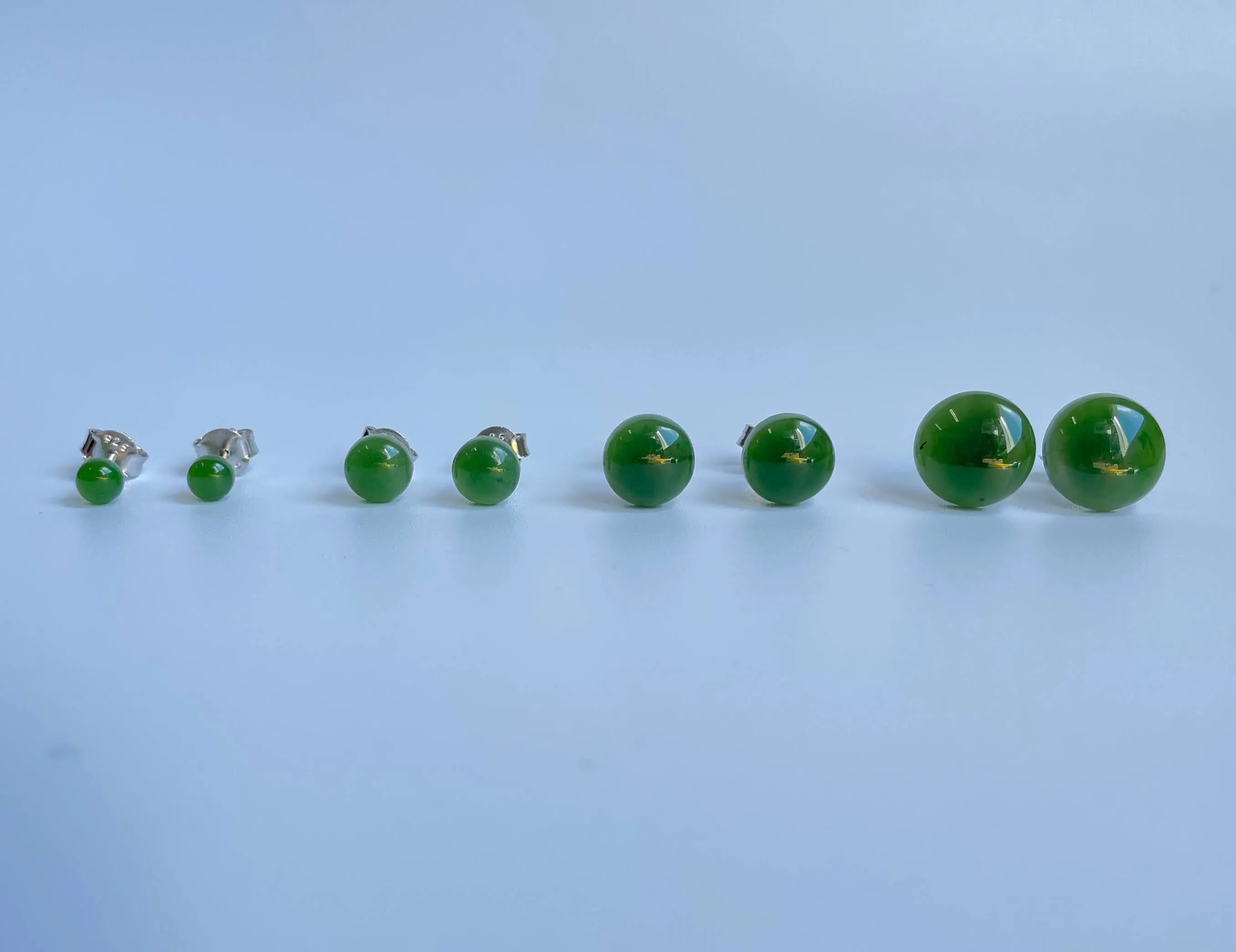 Jade Flat Stud Earrings, (Multiple sizes)