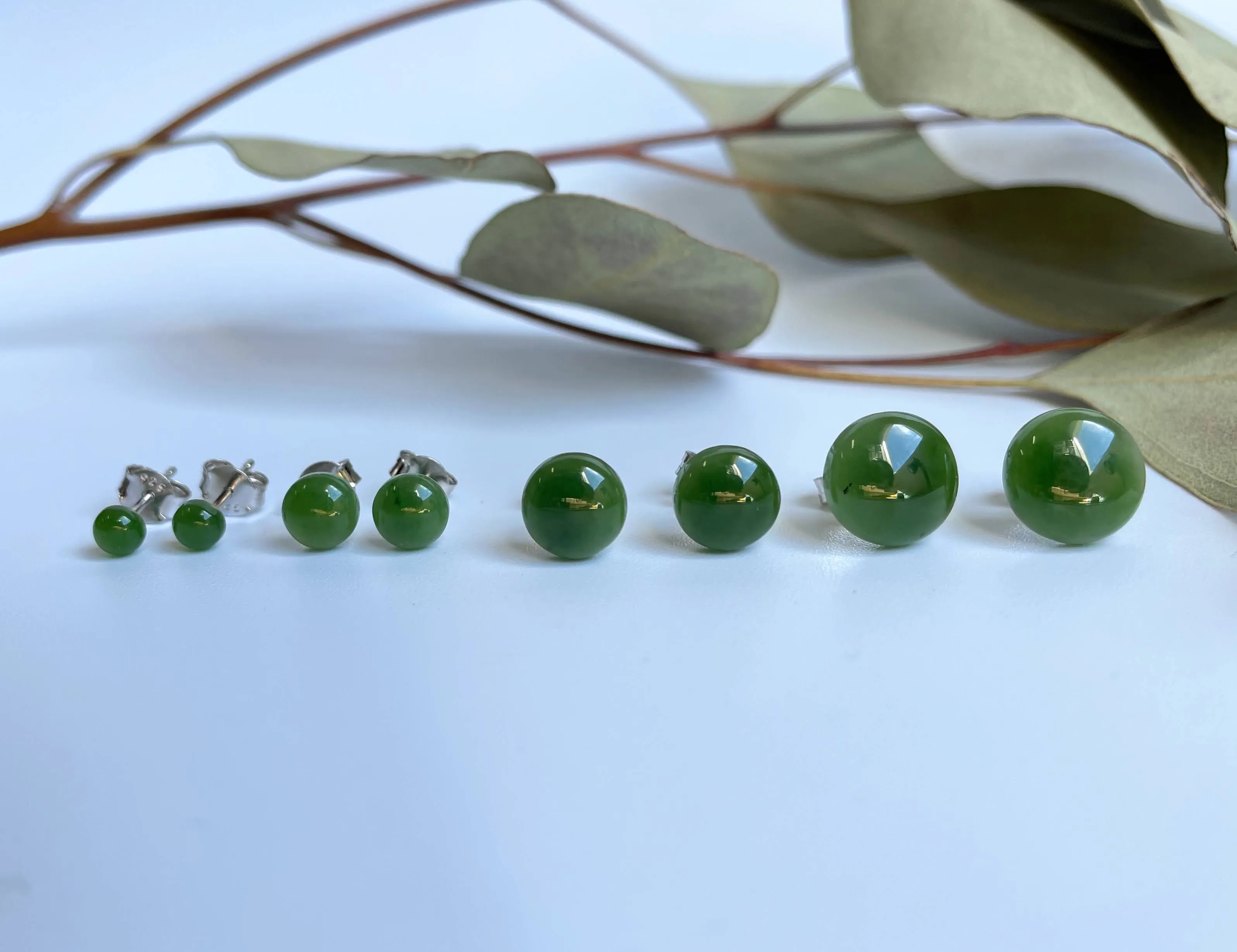 Jade Flat Stud Earrings, (Multiple sizes)