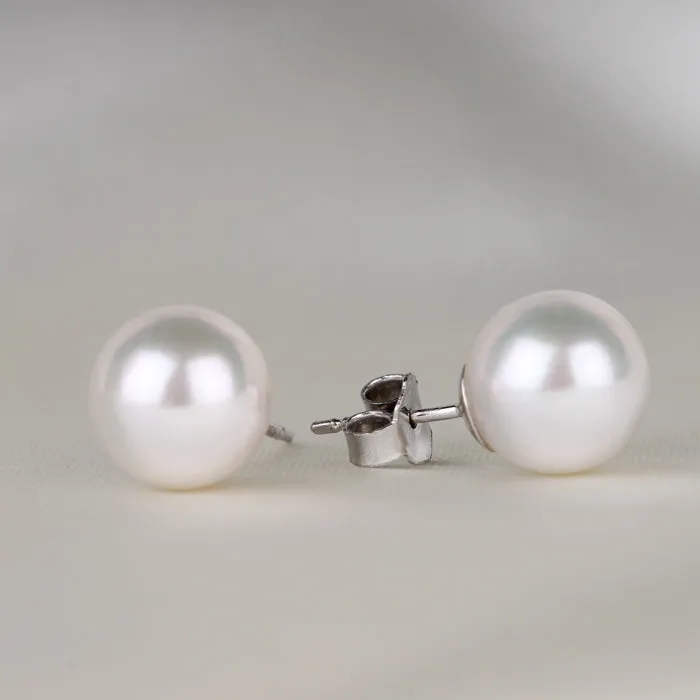 Japanese Akoya Pearl Stud Earrings 9-9.5mm