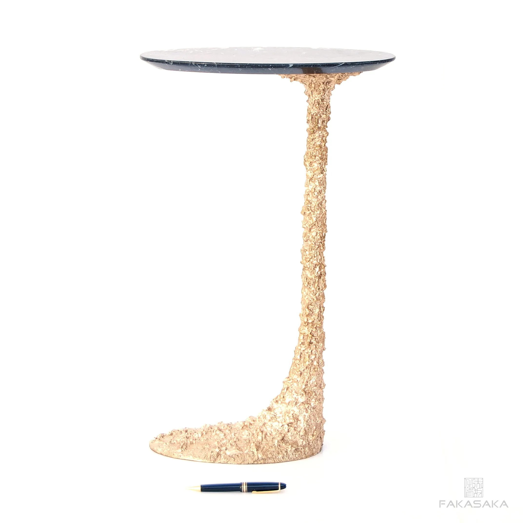 KEEF DRINK TABLE <br><br>NERO MARQUINA MARBLE<br>POLISHED BRONZE