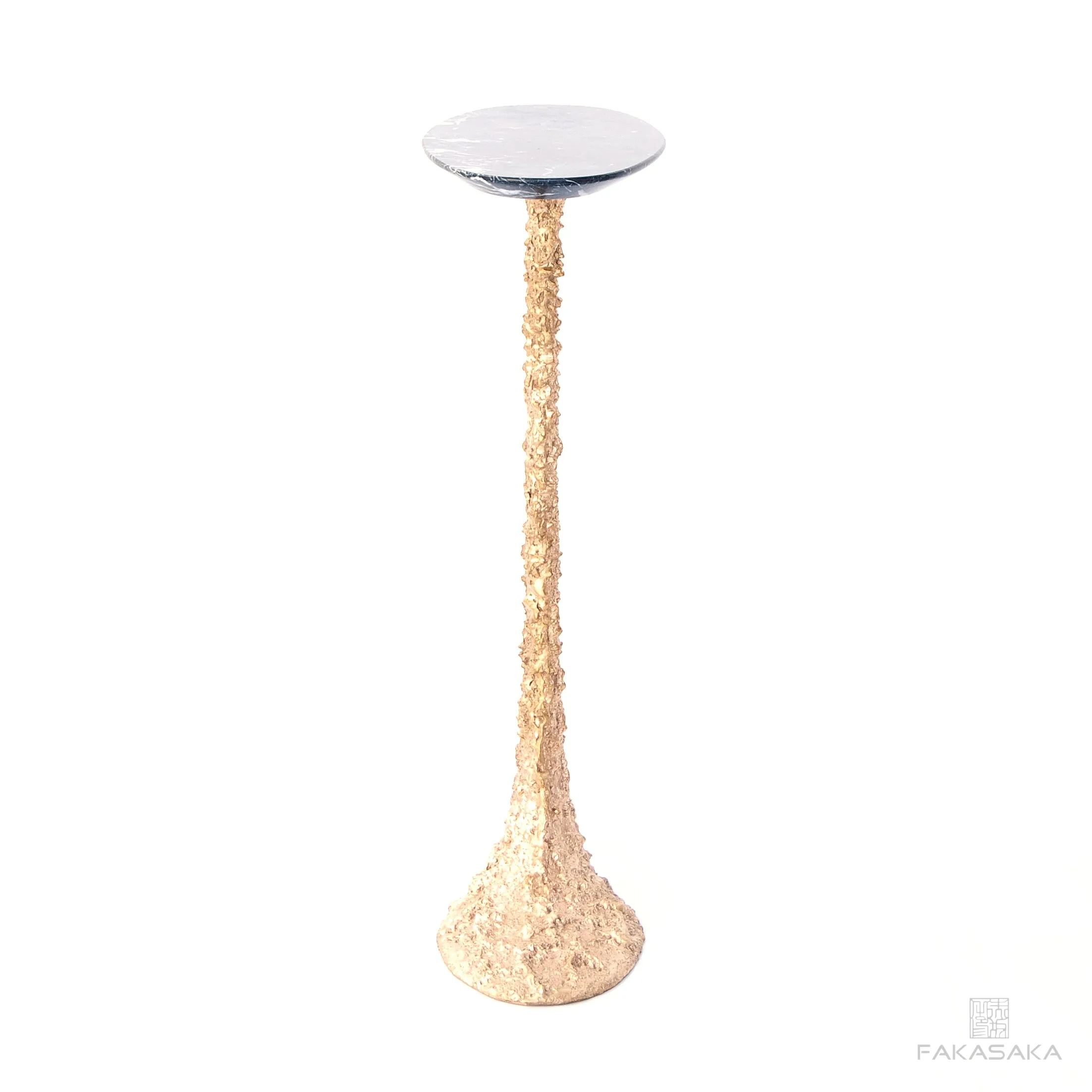 KEEF DRINK TABLE <br><br>NERO MARQUINA MARBLE<br>POLISHED BRONZE