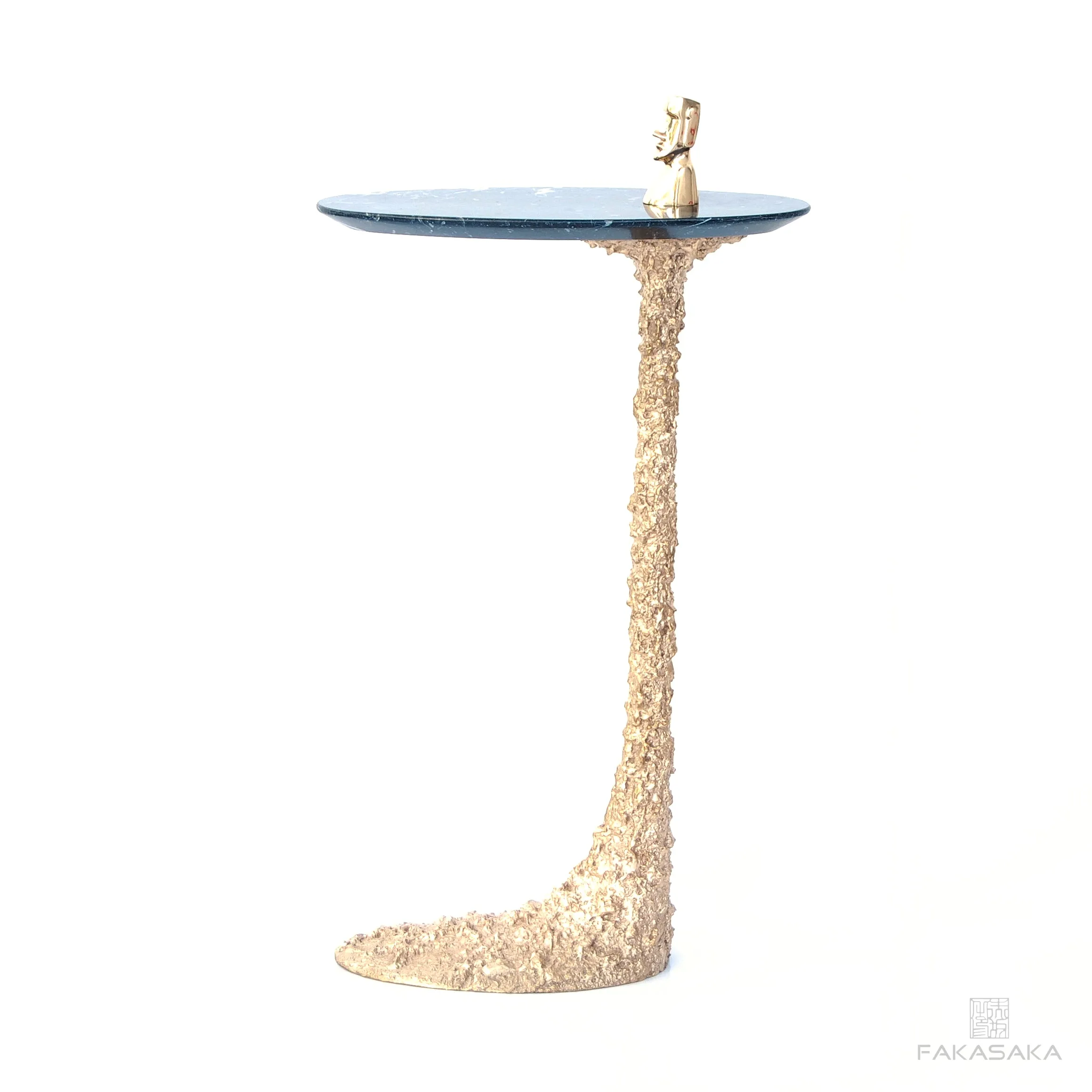 KEEF DRINK TABLE <br><br>NERO MARQUINA MARBLE<br>POLISHED BRONZE