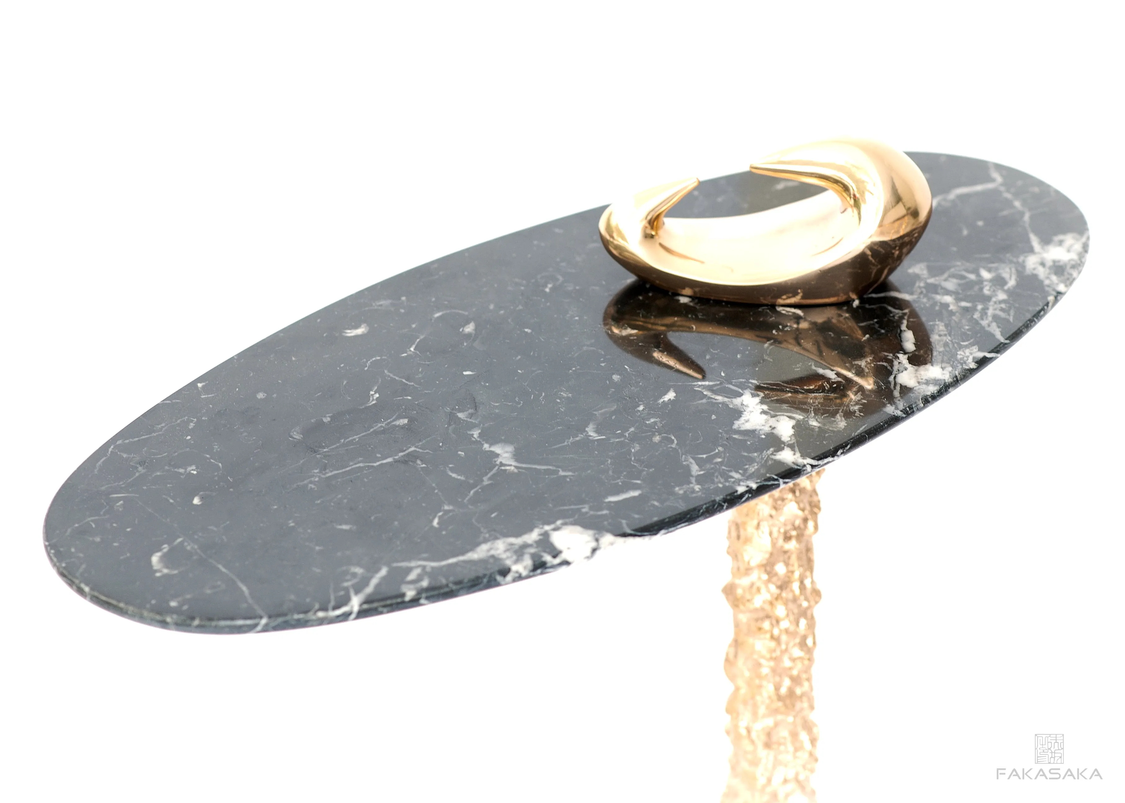 KEEF DRINK TABLE <br><br>NERO MARQUINA MARBLE<br>POLISHED BRONZE