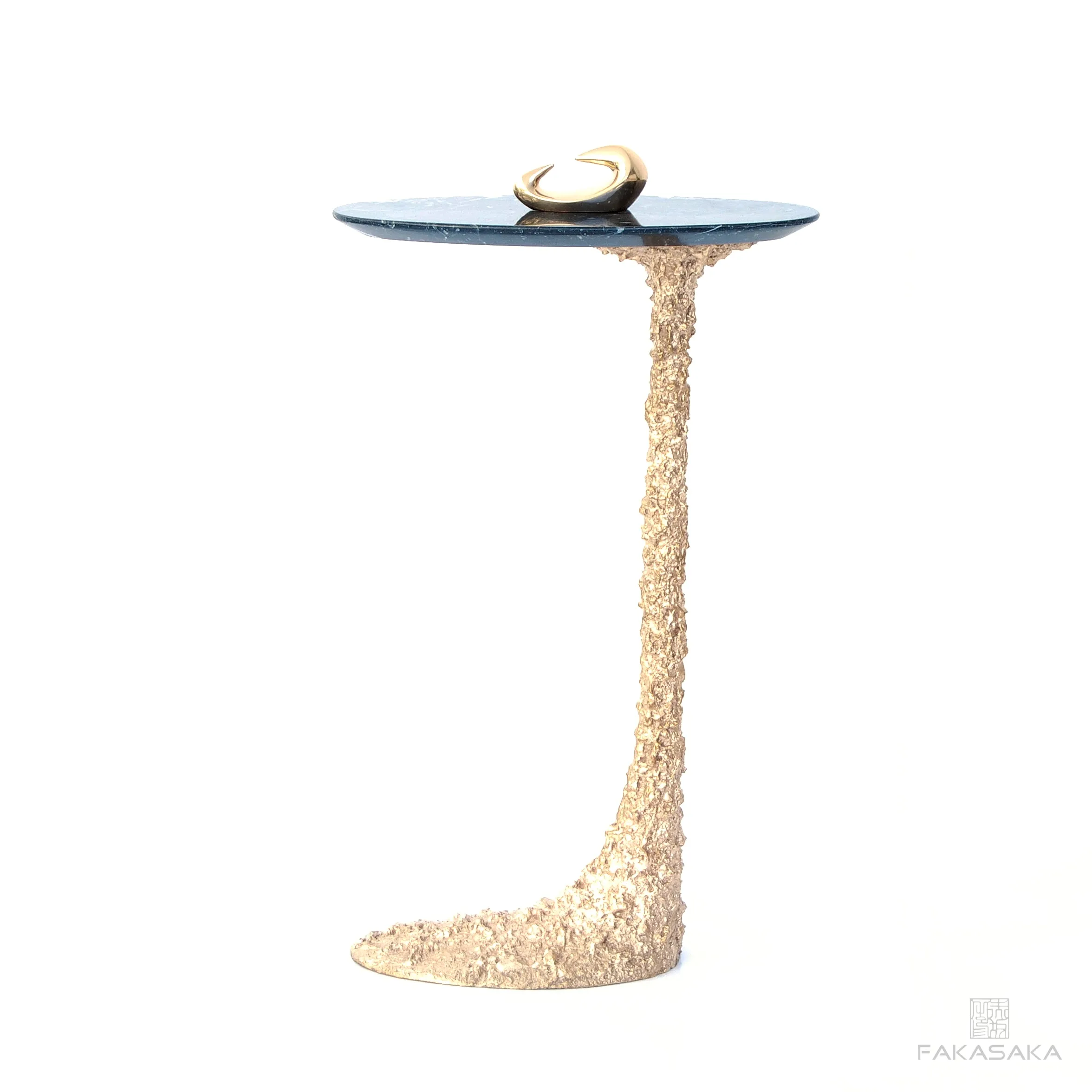 KEEF DRINK TABLE <br><br>NERO MARQUINA MARBLE<br>POLISHED BRONZE