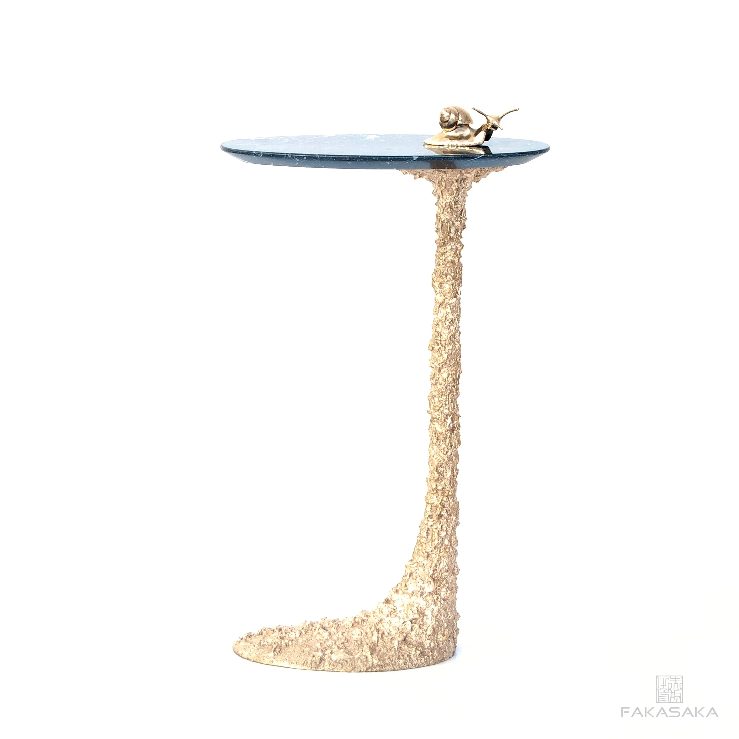 KEEF DRINK TABLE <br><br>NERO MARQUINA MARBLE<br>POLISHED BRONZE