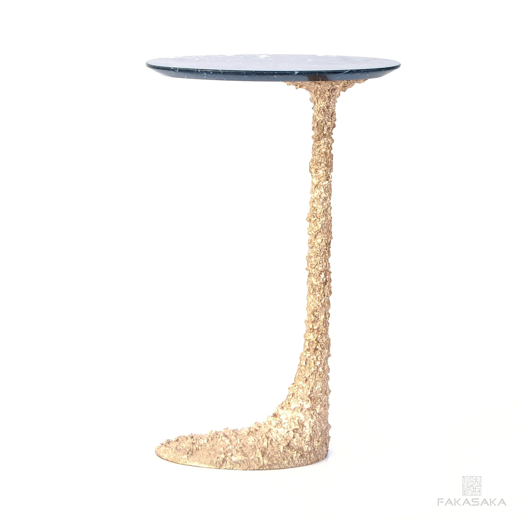 KEEF DRINK TABLE <br><br>NERO MARQUINA MARBLE<br>POLISHED BRONZE