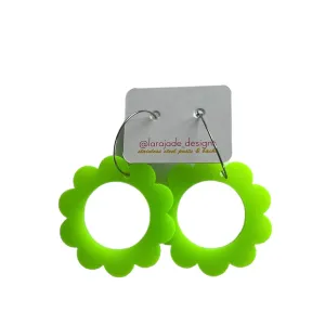 Lara Jade | Flower Earrings Neon Green Hoops
