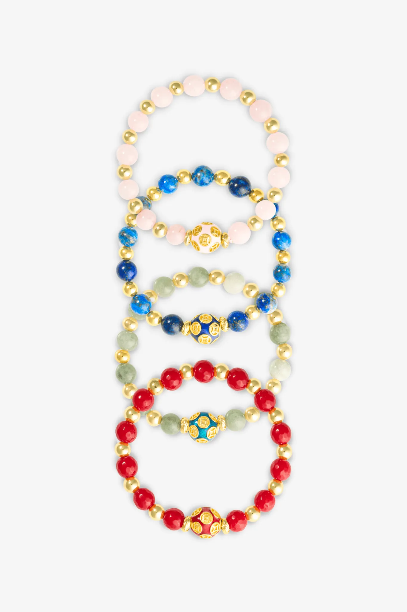 Love Coin Feng Shui Bracelet Stack 18k Gold Vermeil