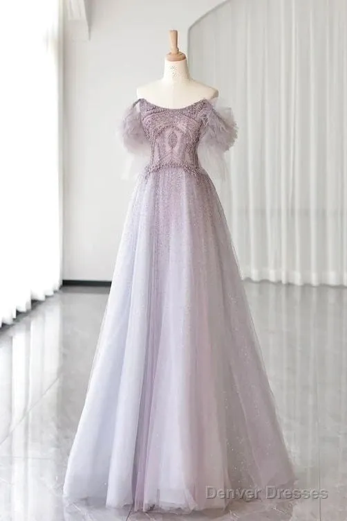 Luxurious A Line Off The Shoulder Pink Long Prom Dress