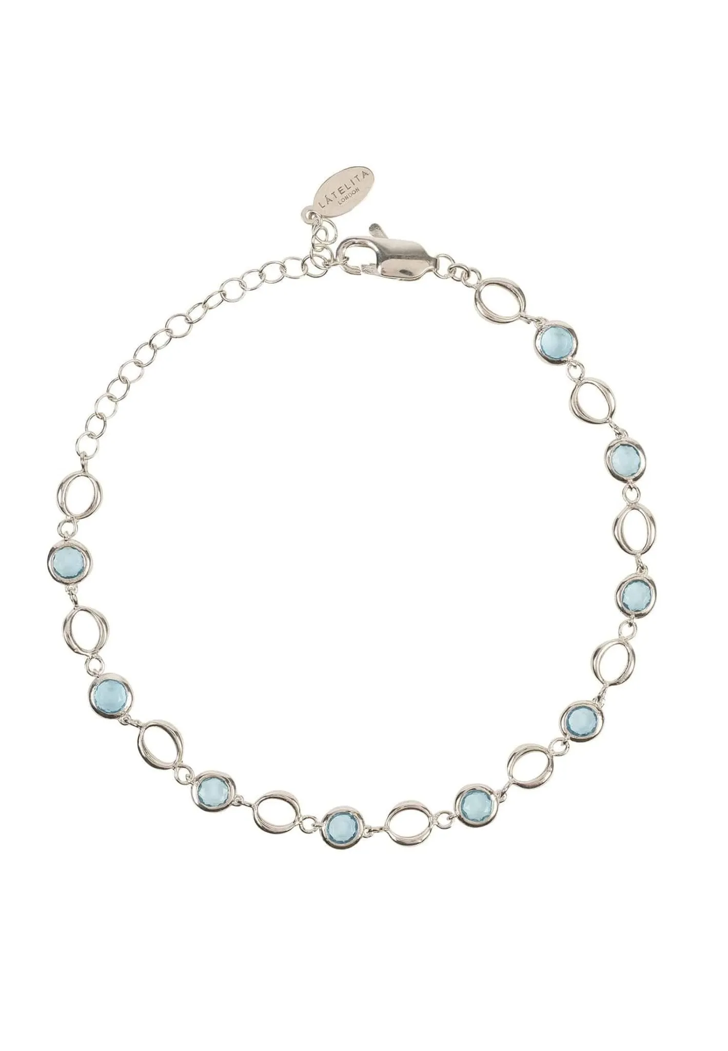 Milan Link Gemstone Bracelet Silver Blue Topaz