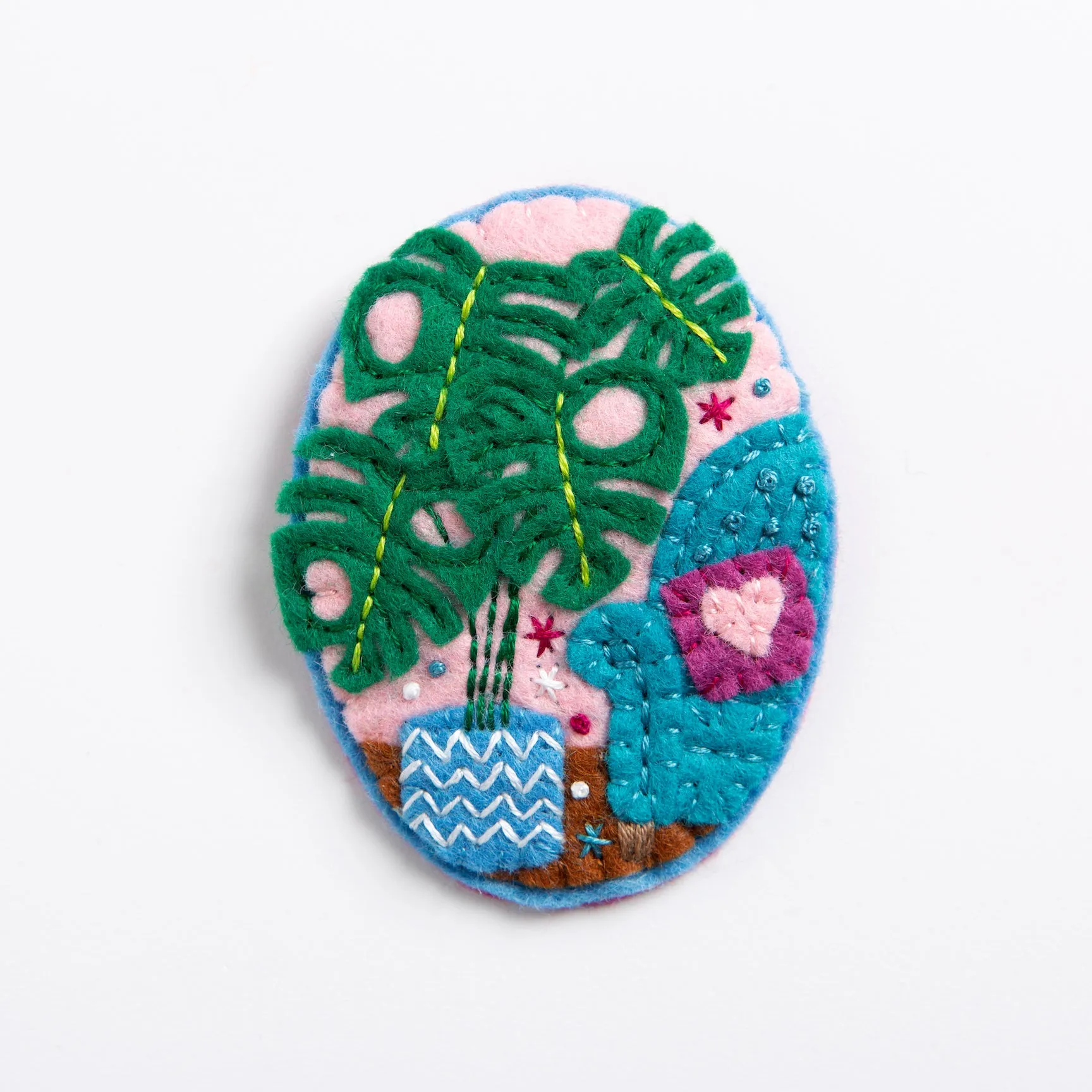 Monstera Felt Craft Brooch Kit