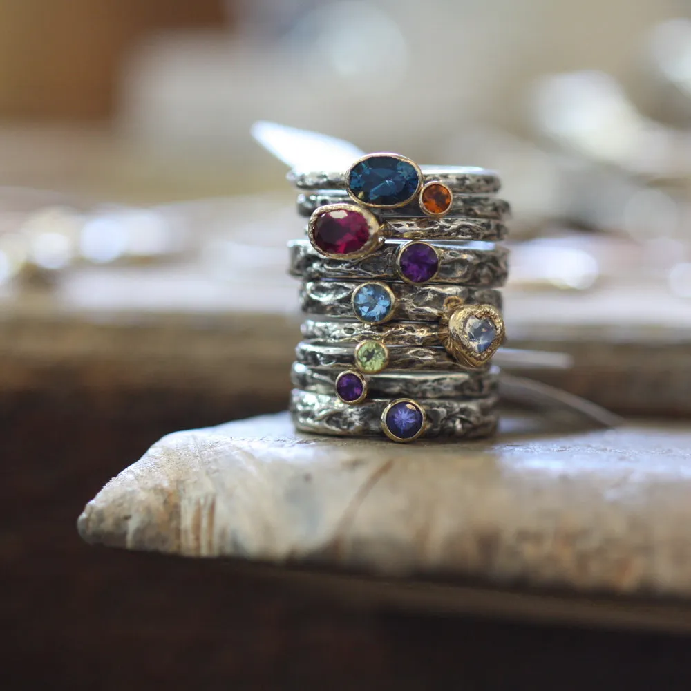 Moonstone Heart Textured Treasure Ring